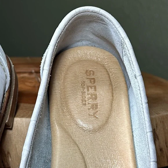 *LIKE NEW* SPERRY Seaport Croc Gray Nubuck Leather Penny Loafer - Picture 13 of 16